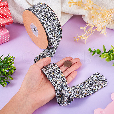10 Yards Polyester Ribbon with Metallic Trimming OCOR-TAC0034-01-1