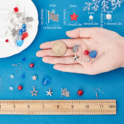 Independence Day Theme Drop Earring DIY Making Kit DIY-SC0018-27-1