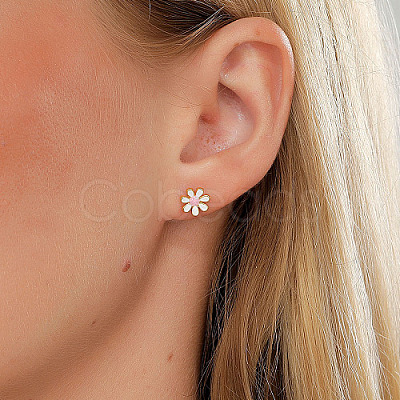 Real 18K Gold Plated 201 Stainless Steel Stud Earrings for Women TL9676-1-1