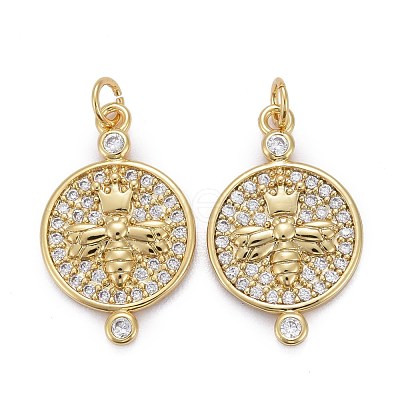 Brass Micro Pave Clear Cubic Zirconia Pendants ZIRC-Z011-16G-1