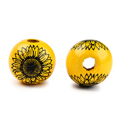 Spray Painted Wood Beads WOOD-N015-01-13-1