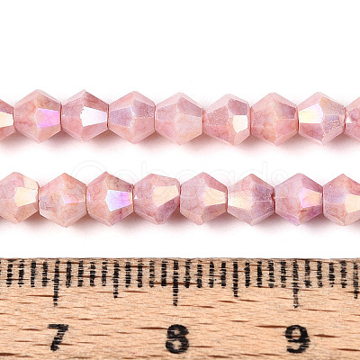 Anti-Tarnish Electroplate Bicone Glass Beads Strands X-EGLA-T021-4mm-16-05-1