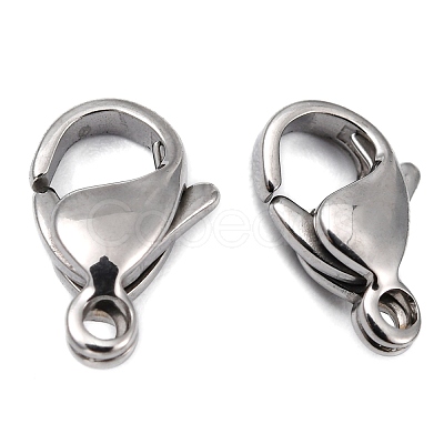 Tarnish Resistant Polished 316 Surgical Stainless Steel Lobster Claw Clasps X-STAS-R072-12A-1