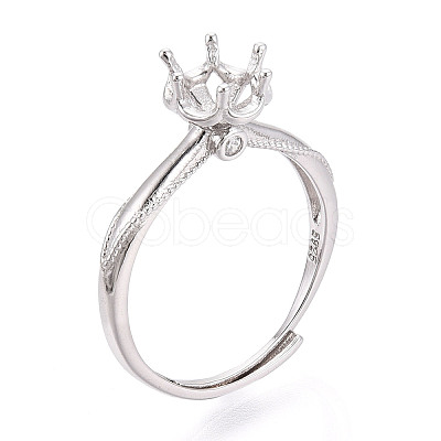 Rhodium Plated 925 Sterling Silver Micro Pave Cubic Zirconia Engagement Solitaire Ring Settings STER-T008-19P-1