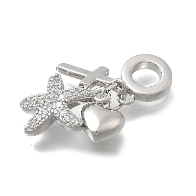 Brass Micro Pave Clear Cubic Zirconia European Dangle Charms KK-D431-033E-P-1