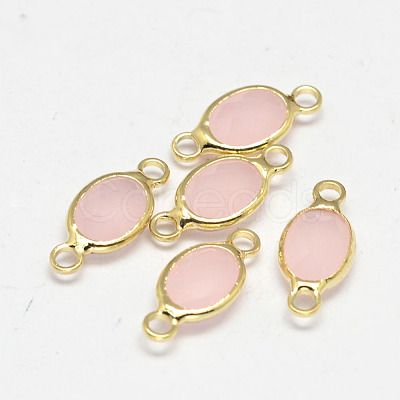 Oval Faceted Golden Brass Glass Links connectors X-GLAA-O014-25G-1