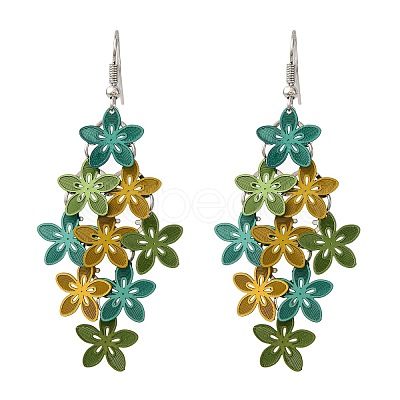 430 Stainless Steel Flower Dangle Earrings EJEW-A137-07P-03-1