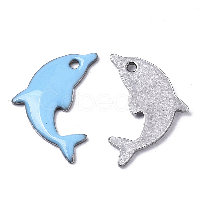 201 Stainless Steel Enamel Pendants X-STAS-N088-16G-1