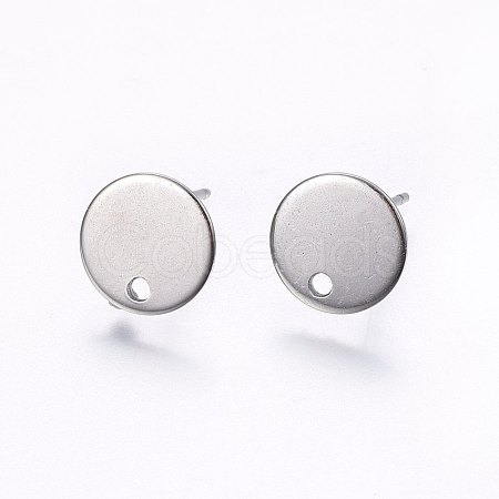Flat Plate 201 Stainless Steel Stud Earring Findings STAS-I095-04P-A-1