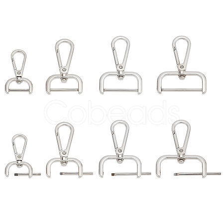 8Pcs 4 Styles Zinc Alloy Swivel Lobster Claw Clasps FIND-PH0008-63P-1