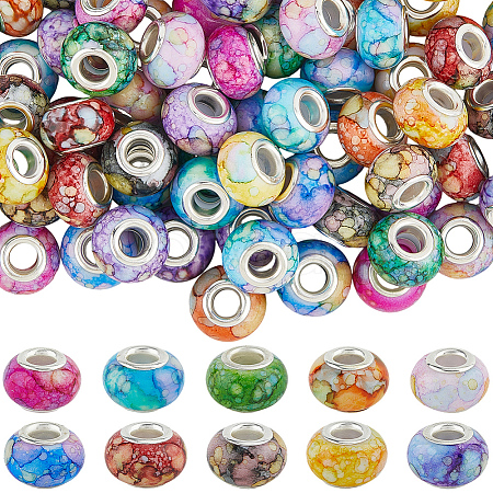 120Pcs 10 Colors Opaque Resin European Beads RPDL-LT0001-01-1