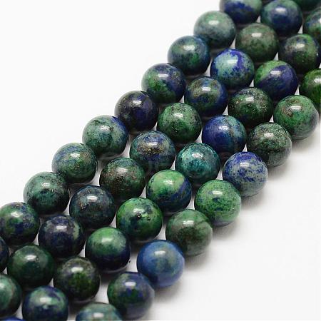 Natural Chrysocolla and Lapis Lazuli Beads Strands G-P281-03-4mm-1