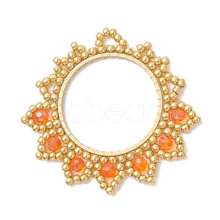 Glass Seed Beaded Flower Pendants PALLOY-MZ01237-03-1