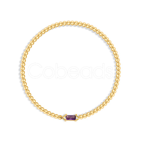 Birthstone 304 Stainless Steel Pave Cubic Zirconia Link Bracelets FS-WG4804B-07-1