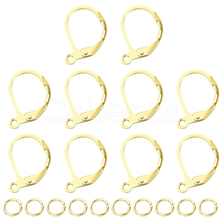 Brass Leverback Earring Findings KK-YW0002-46-1