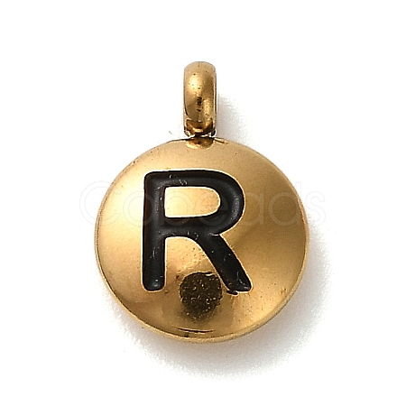 304 Stainless Steel Black Enamel Charms STAS-R009-01G-R-1
