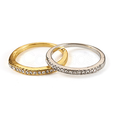 2Pcs 2 Colors Alloy with Crystal Rhinestone Finger Rings RJEW-TADJ0001-01B-1