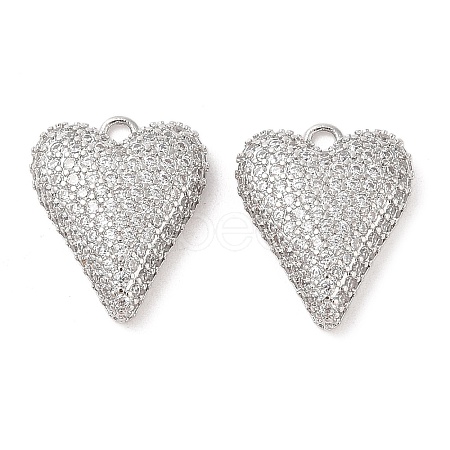 Brass Micro Pave Clear Cubic Zirconia Pendants KK-S388-01P-04-1