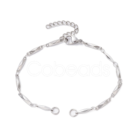 Tarnish Resistant 304 Stainless Steel Faceted Bar Link Chain Bracelet Makings AJEW-JB01184-02-1