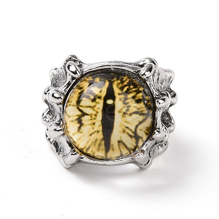 Dragon Eye Glass Wide Band Rings for Men RJEW-E017-01AS-04-1