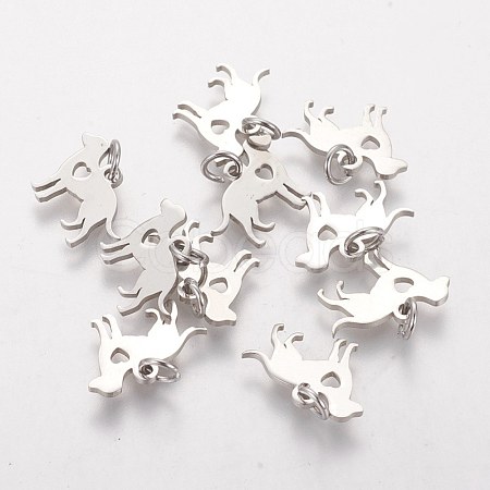 Non-Tarnish 304 Stainless Steel Puppy Pendants STAS-Q201-T464S-1