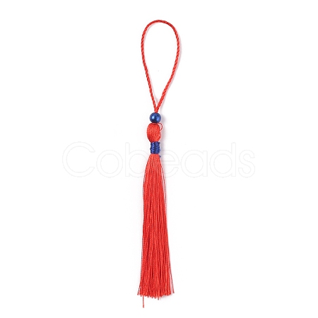 Polyester with Plastic Beads Tassel Pendants FIND-WH07145-97-1