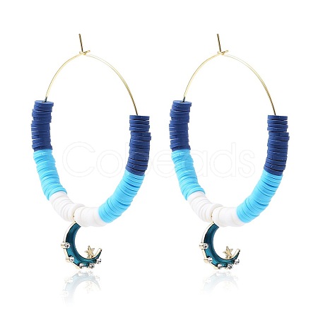 Bohemia Style Colorful Clay Beads Hoop Earrings JF2291-2-1
