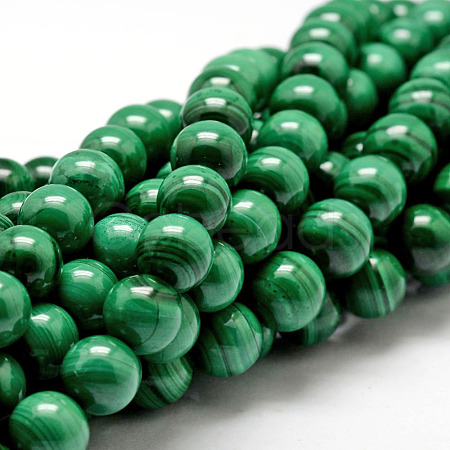 Natural Malachite Bead Strands G-O143-10-10mm-1