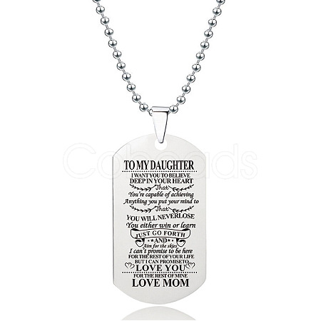 201 Stainless Steel To My Daughter Dog Tag Pendant Ball Chain Necklaces FS-WG527E6-20-1