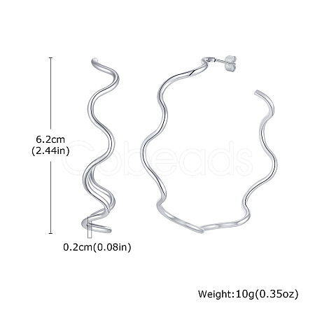 Wavy 304 Stainless Steel Stud Earrings FS-WG2DD65-05-1