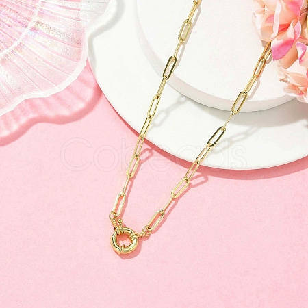 4MM Brass Paperclip Chain Necklaces with Spring Ring Clasps for Women NJEW-JN06007-1