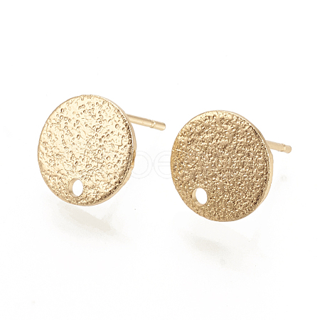 Hammered Brass Stud Earring Findings KK-S345-202G-1