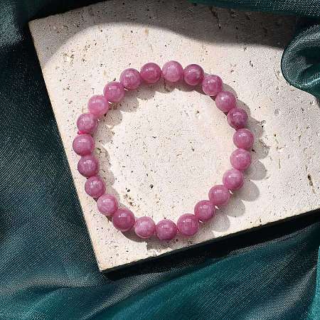 Natural Dyed & Heated Chalcedony Beaded Stretch Bracelets for Women Men BJEW-F483-06-1