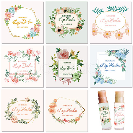 80Pcs 8 styles Paper Lip Balm Adhesive Label Stickers STIC-WH0026-017-1