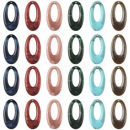 24Pcs 6 Colors Acrylic Pendants OACR-FS0002-64-1