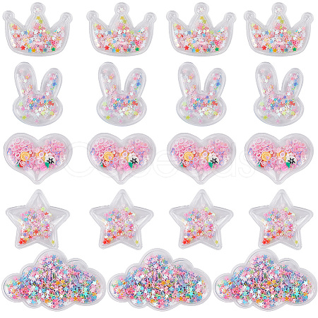 40Pcs 5 Style Quicksand Sequin Plastic Cabochons OHAR-SC0001-10-1