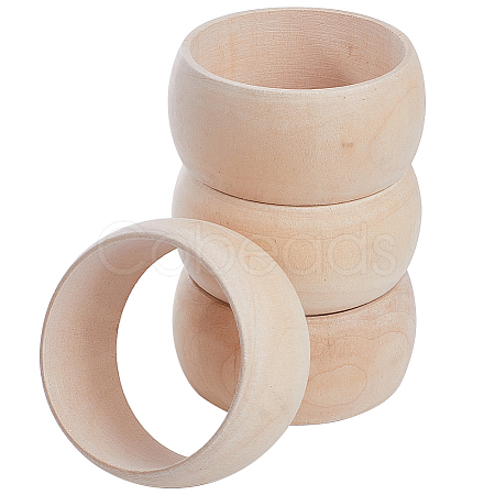 Unfinished Wood Plain Bangle for Women BJEW-WH0018-18-1