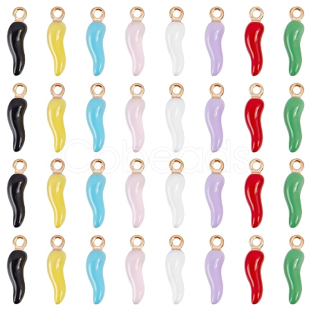 32Pcs 8 Colors Alloy Enamel Pendants ENAM-SC0004-87-1