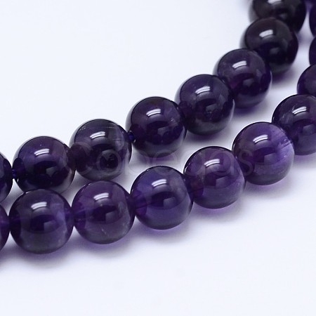 Natural Amethyst Round Bead Strands G-M212-10mm-01C-1