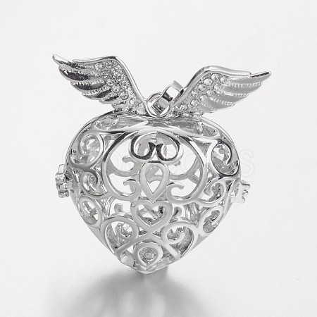 Eco-Friendly Rack Plating Brass Rhinestone Cage Pendants KK-M176-14P-NR-1