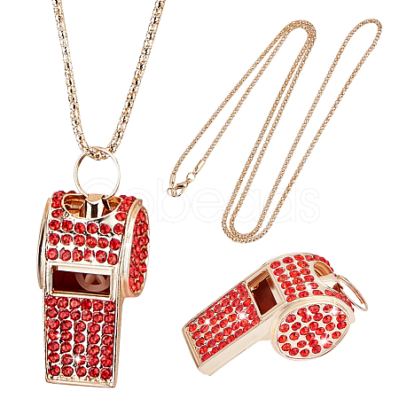 1Pc Iron Rhinestone Whistle Pendant Popcorn Chain Necklaces for Women NJEW-DR0001-03D-1