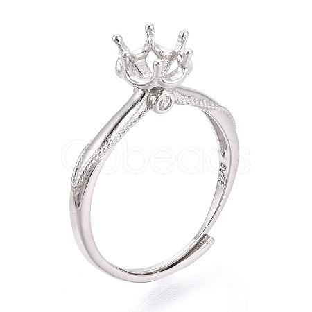 Rhodium Plated 925 Sterling Silver Micro Pave Cubic Zirconia Engagement Solitaire Ring Settings STER-T008-19P-1