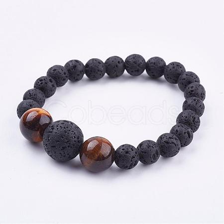 Natural Tiger Eye Stretch Bracelets BJEW-JB03159-03-1
