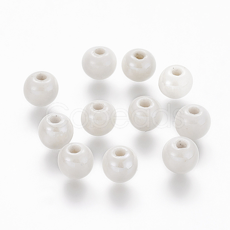 Glazed Porcelain Round Beads X-PORC-S489-6mm-01-1