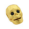 Brass Micro Pave Cubic Zirconia Beads, Skull, Light Gold, 9x9.5x7.5mm, Hole: 2mm, 3pcs/bag