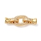 Brass Micro Pave Clear Cubic Zirconia Fold Over Clasps, Long-lasting Plated, Real 18K Gold Plated, 30mm, Hole: 4mm