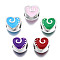 Alloy Enamel European Beads, Large Hole Beads, Cadmium Free & Lead Free, Antique Silver, Heart, Mixed Color, 10x11x8mm, Hole: 4.5mm