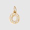 Stainless Steel Cubic Zirconia Pendants with Jump Rings, Real 14K Gold Plated, Long-Lasting Plated, Letter O, 8mm