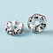 Brass Rhinestone Spacer Beads, Grade A, Waves Edge, Rondelle, Silver Color Plated, Clear, Size: about 8mm in diameter, 3.5mm thick, hole: 1.5mm