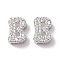 925 Sterling Silver Micro Pave Cubic Zirconia Beads, Real Platinum Plated, Letter B, 9x6.5x3.5mm, Hole: 2.5x1.5mm